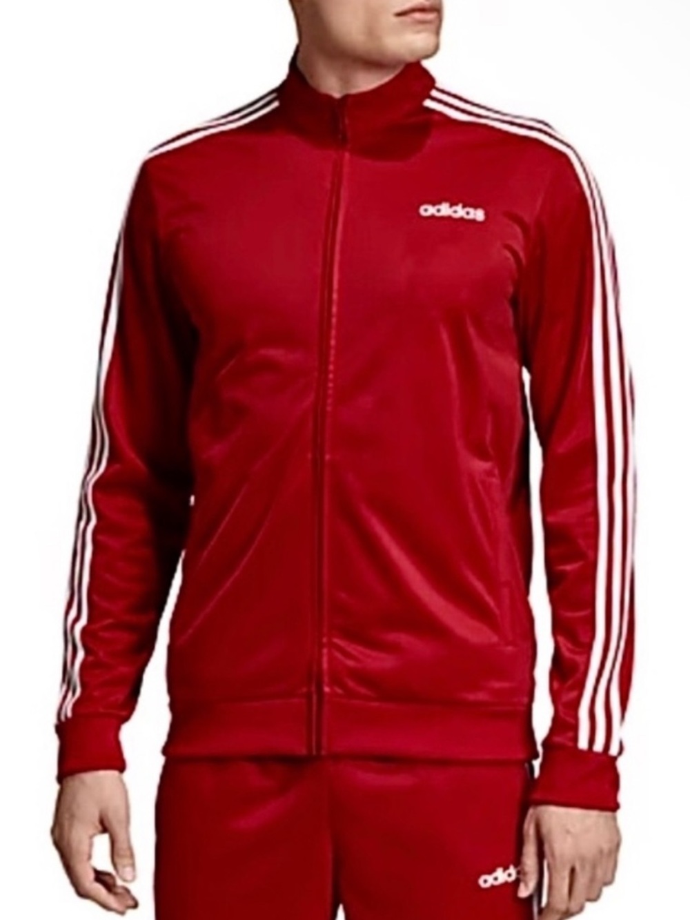 ADIDAS Red Men's Lightweight Track Jacket with Signature Three Stripes Size XL - Picture 7 of 7